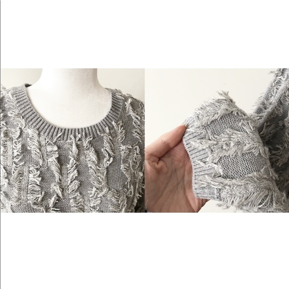 Vince Camuto | Grey Fringe Crewneck Sweater *NWT* - Picture 5 of 8